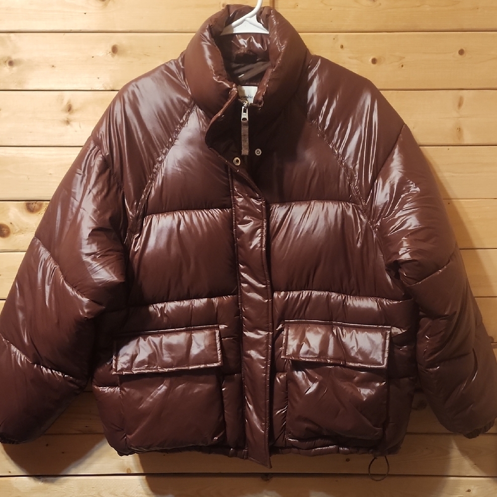 Womens Abercombie & Fitch Puffer Jacket Size Medium NWT utility Brown